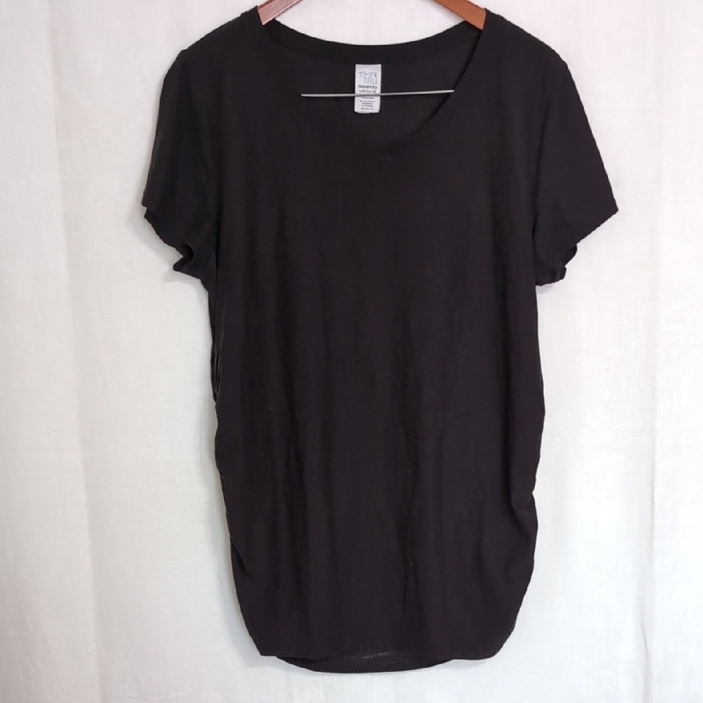 Time and Tru Maternity Black Scoop Neck Short Sleeve Tee Size Large